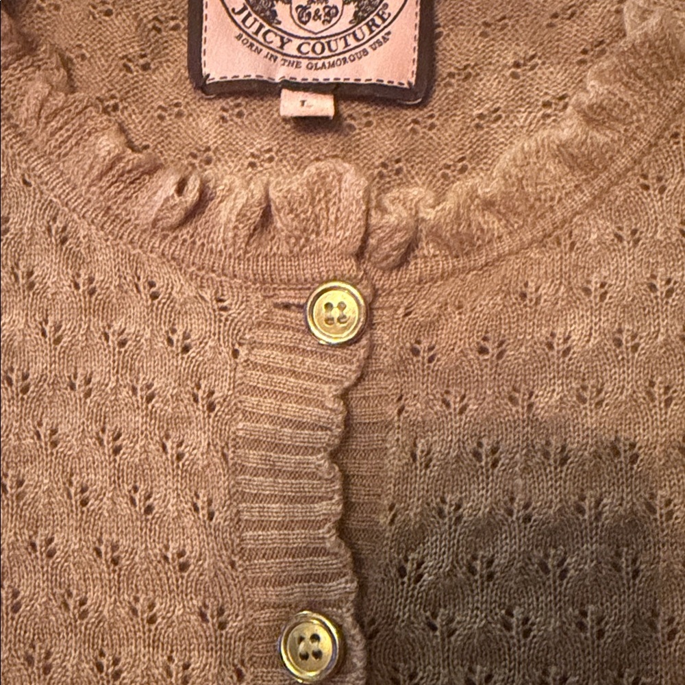 Vintage Juicy Couture Brown Short Sleeve Cardigan - Picture 7 of 9